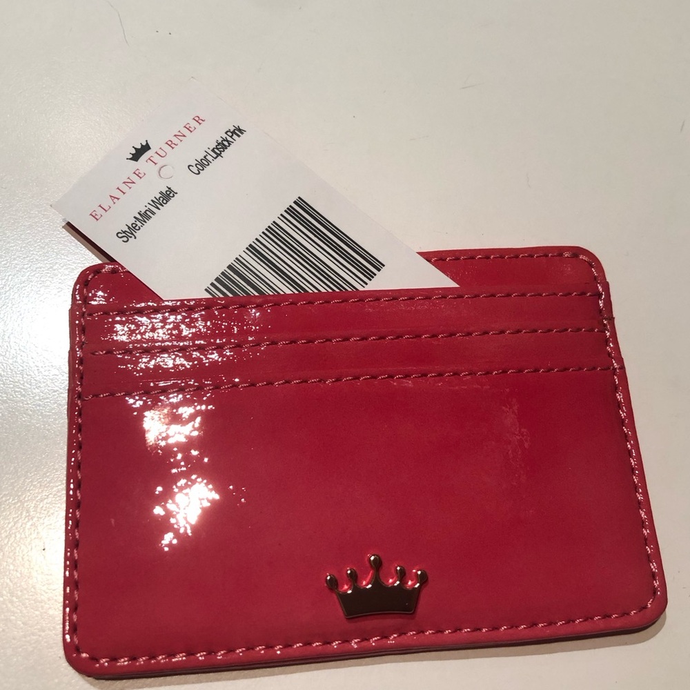 NWT Elaine Turner Lipstick 💄 Pink patent leather Card Holder